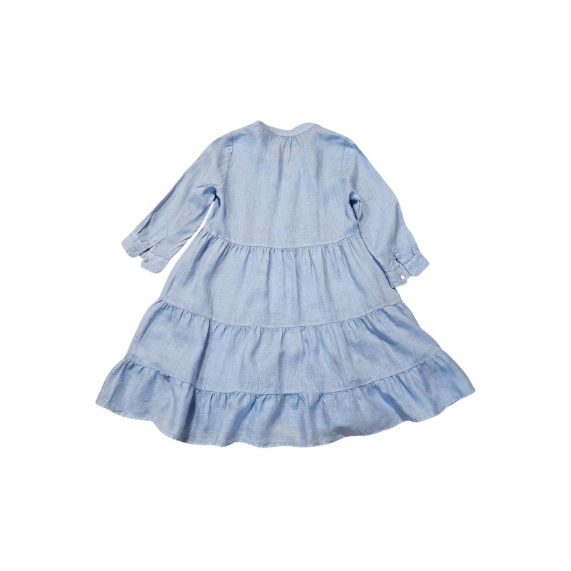 Robe courte à volants en lin bleu - ZELINO Femme
