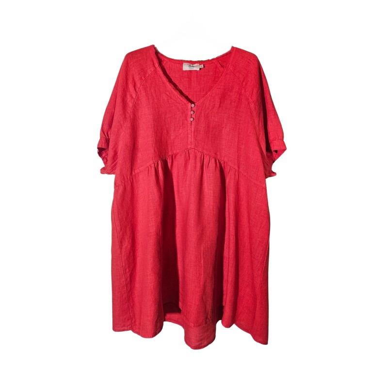Robe babydoll rouge en lin femme élégante et légère