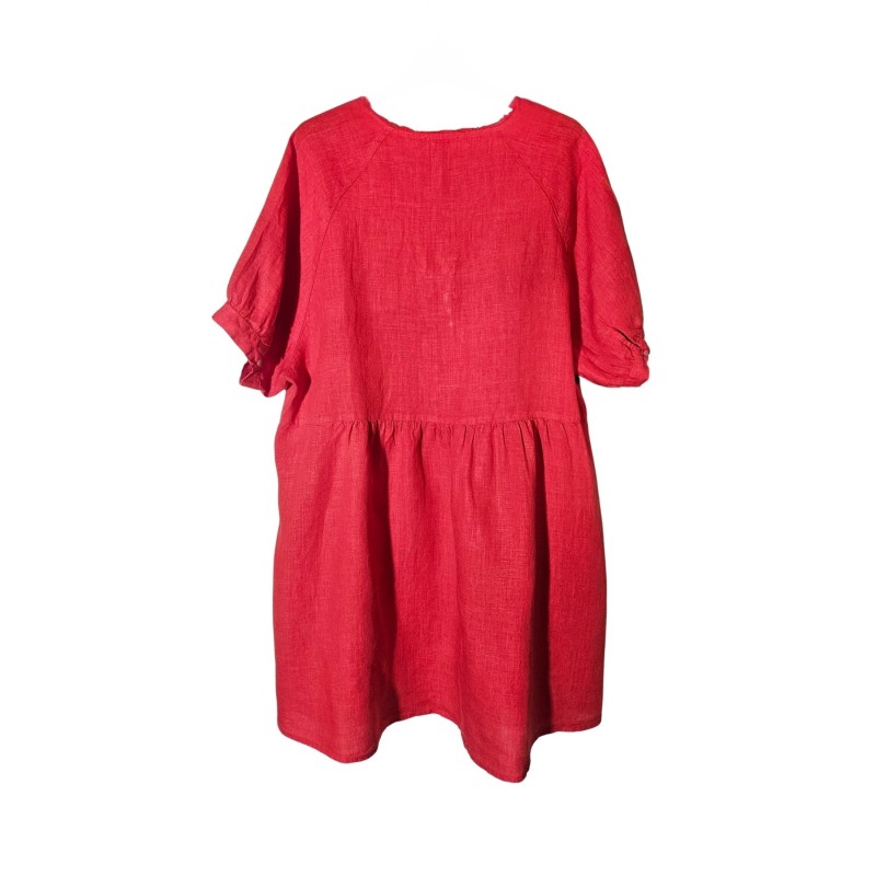 Robe babydoll rouge en lin femme élégante et légère