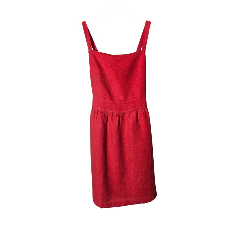 Robe lin rouge bretelles DS ATHENS nœud dos