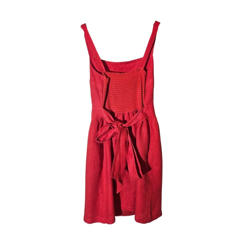 Robe lin rouge bretelles DS ATHENS nœud dos
