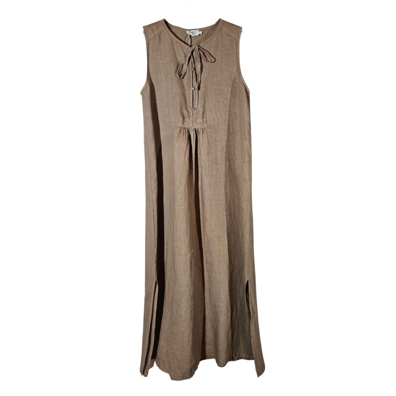 Robe longue lin moka DS ATHENS femme élégante