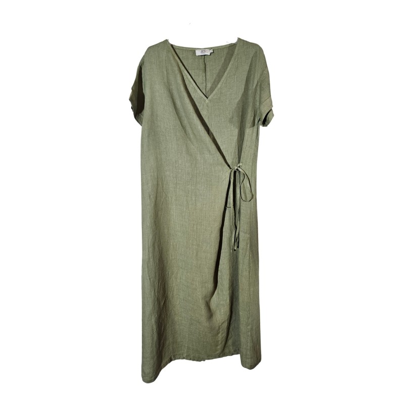 Robe portefeuille lin kaki DS ATHENS femme