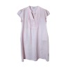Robe courte à col mao en lin rose pâle - ZELINO Femme