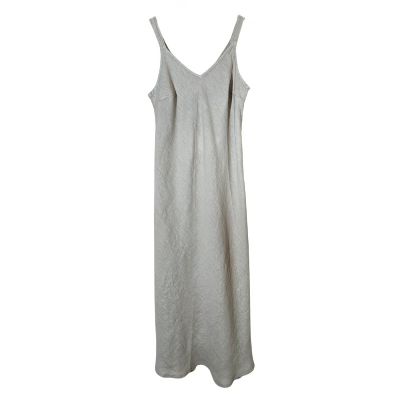 Robe longue à bretelles en lin beige - ZELINO Femme