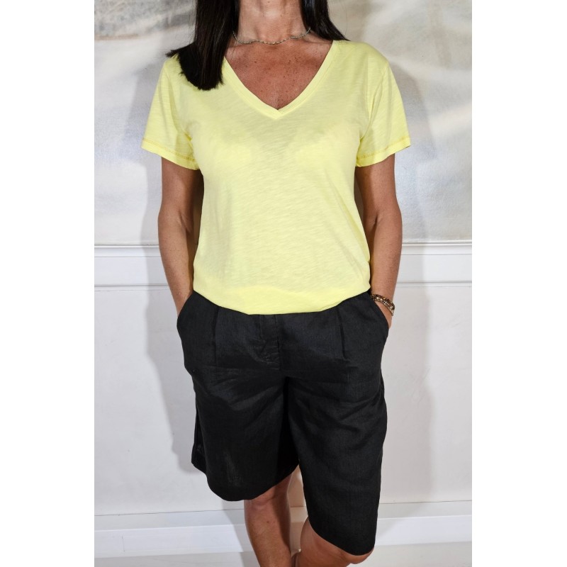 Bermuda en lin noir - ZELINO Femme