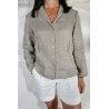 Chemise col retourné en lin marron - ZELINO Femme