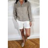 Chemise col retourné en lin marron - ZELINO Femme
