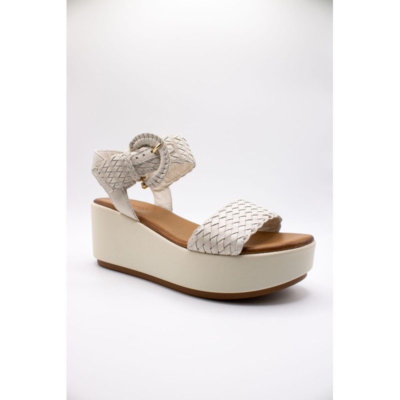 Sandales talon crème femme cuir 123035 Inuovo