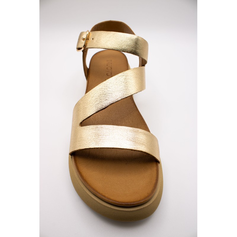 Sandales plateforme dorées cuir femme Inuovo