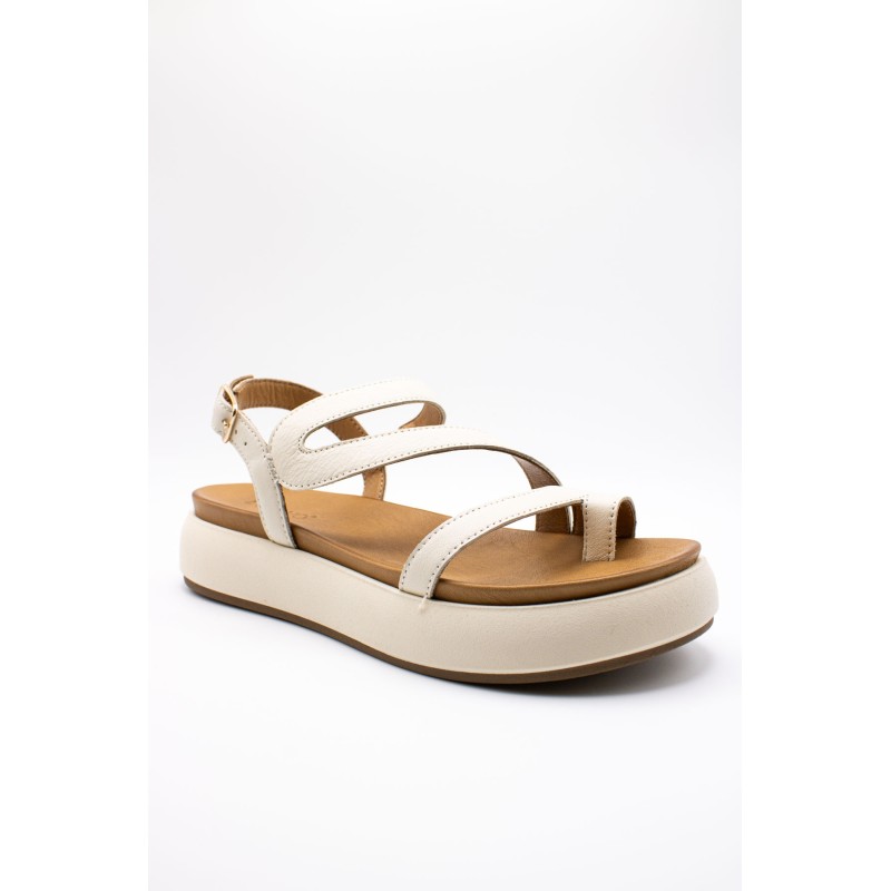 Sandales plateforme crème cuir femme INUOVO