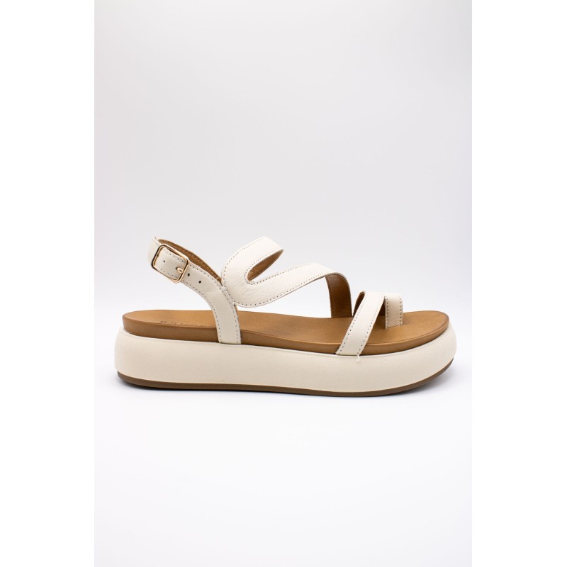 Sandales plateforme crème cuir femme INUOVO