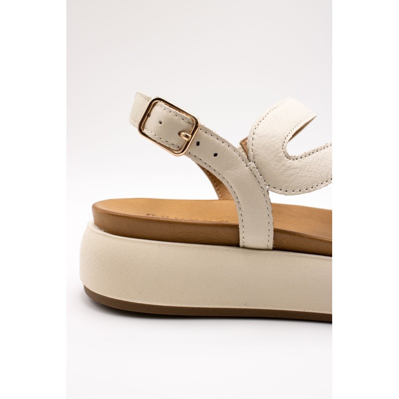 Sandales plateforme crème cuir femme INUOVO