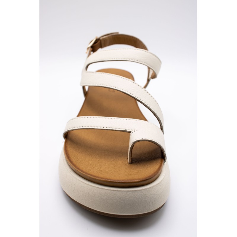 Sandales plateforme crème cuir femme INUOVO