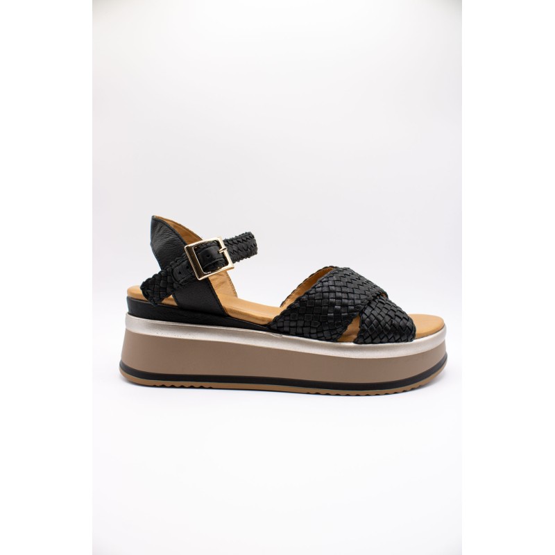 Sandales plateforme noir argent femme INUOVO