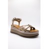 Sandales plateforme cuir femme A98002 Metallic Ash