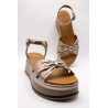 Sandales plateforme cuir femme A98002 Metallic Ash