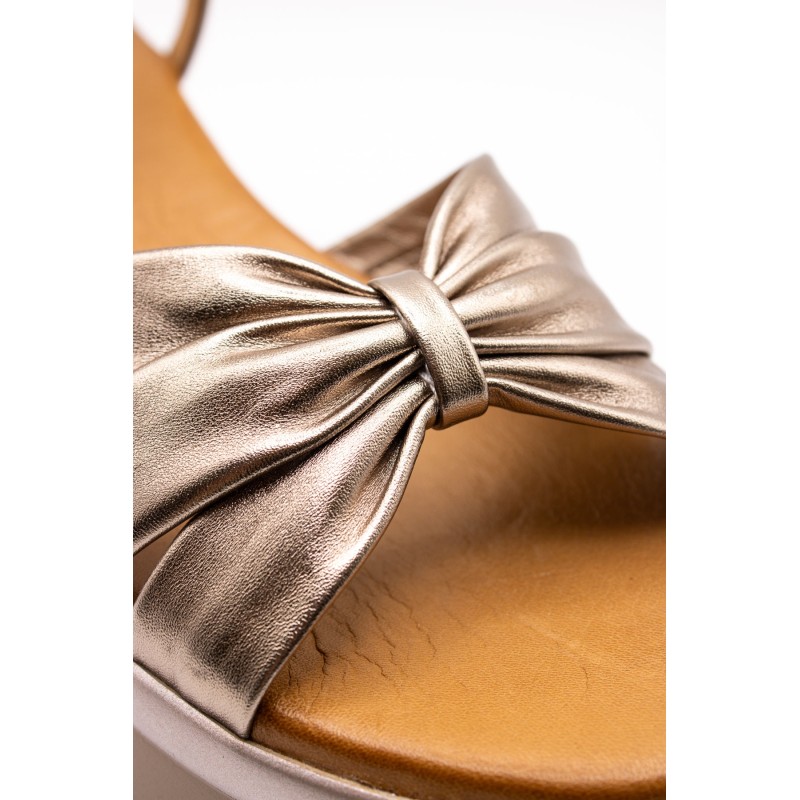 Sandales plateforme cuir femme A98002 Metallic Ash