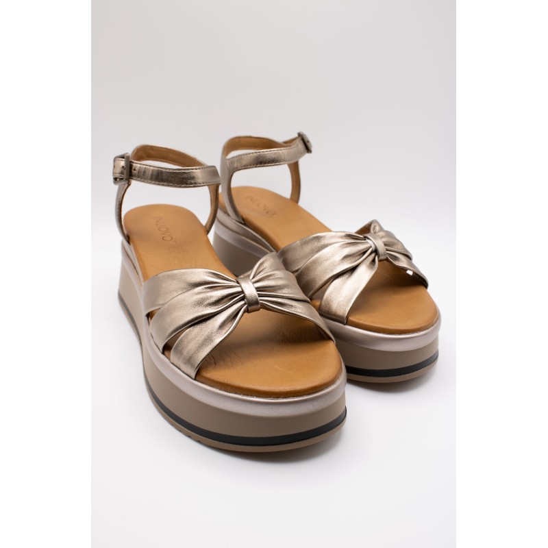 Sandales plateforme cuir femme A98002 Metallic Ash