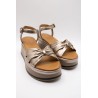 Sandales plateforme cuir femme A98002 Metallic Ash