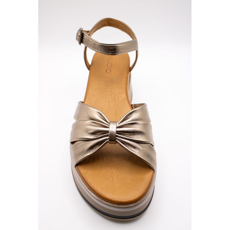 Sandales plateforme cuir femme A98002 Metallic Ash