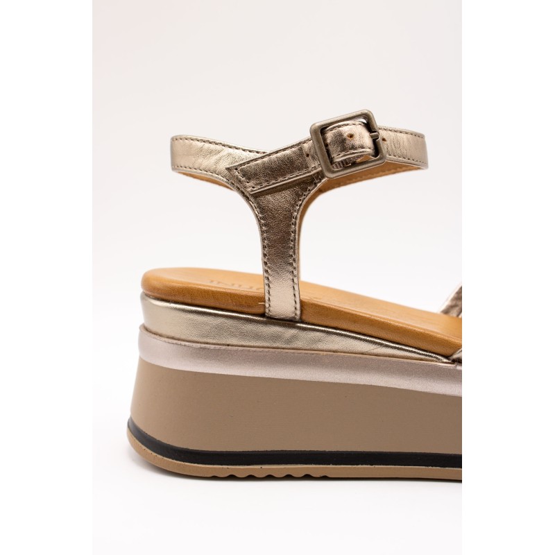 Sandales plateforme cuir femme A98002 Metallic Ash