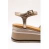 Sandales plateforme cuir femme A98002 Metallic Ash