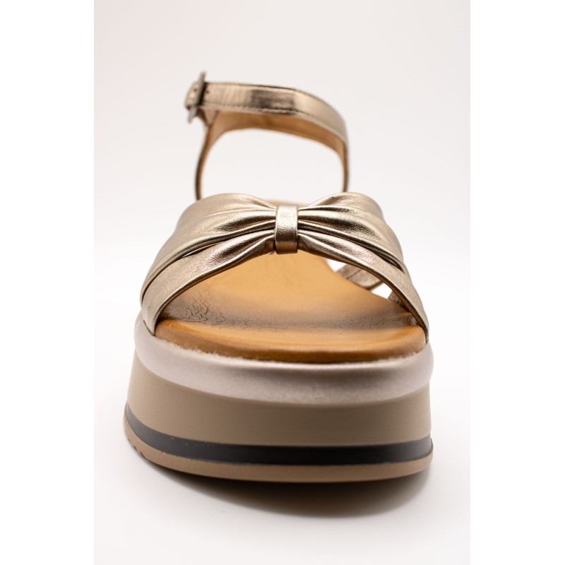 Sandales plateforme cuir femme A98002 Metallic Ash
