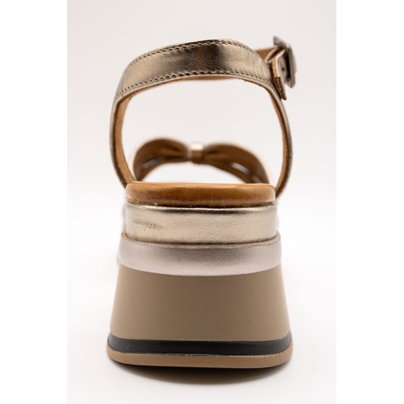 Sandales plateforme cuir femme A98002 Metallic Ash
