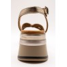 Sandales plateforme cuir femme A98002 Metallic Ash