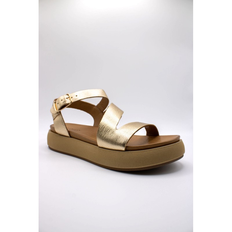 Sandales plateforme dorées cuir femme Inuovo