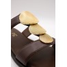 Sandales plates cuir marron bijoux dorés femme Alpe
