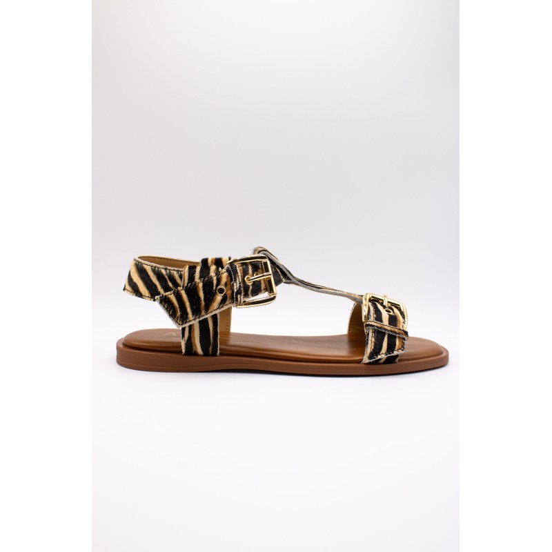 Sandales plates zèbre cuir femme Alpe 5598