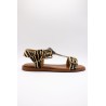 Sandales plates zèbre cuir femme Alpe 5598