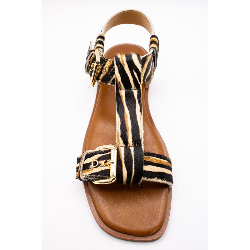 Sandales plates zèbre cuir femme Alpe 5598