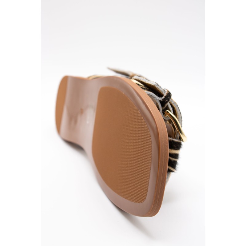 Sandales plates zèbre cuir femme Alpe 5598