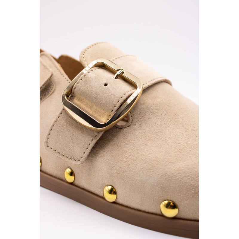 Sabots beige femme cuir clous scratch ALPE 5396