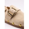 Sabots beige femme cuir clous scratch ALPE 5396