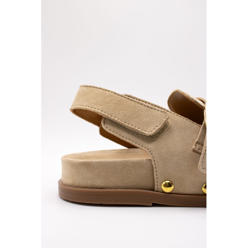 Sabots beige femme cuir clous scratch ALPE 5396