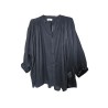 Blouse noire femme en voile de coton boutonnée LARAETHNICS