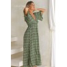 Robe longue imprimé Mexico kaki femme Laraethnics