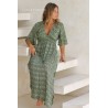 Robe longue imprimé Mexico kaki femme Laraethnics