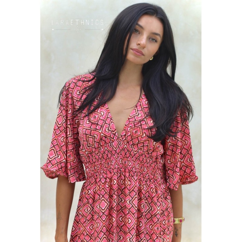 Robe longue paprika femme Laraethnics fendue
