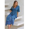 Robe longue turquoise femme Laraethnics fendue