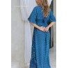 Robe longue turquoise femme Laraethnics fendue