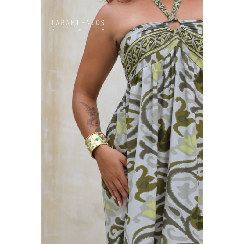 Robe longue bustier kaki femme Laraethnics