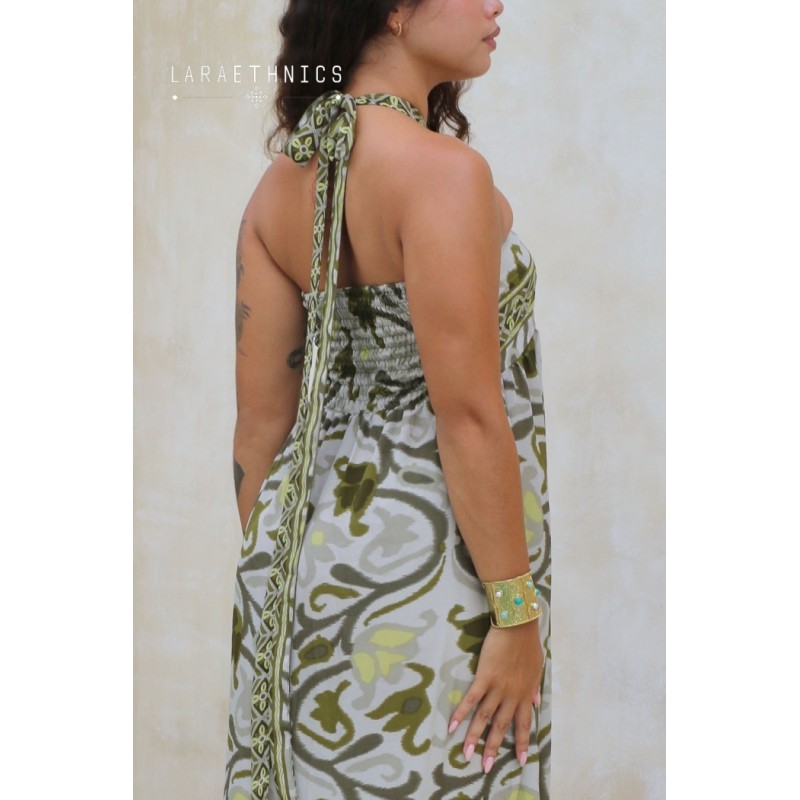 Robe longue bustier kaki femme Laraethnics