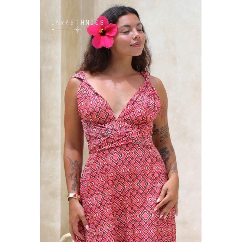 Robe longue imprimée femme Laraethnics dos nu