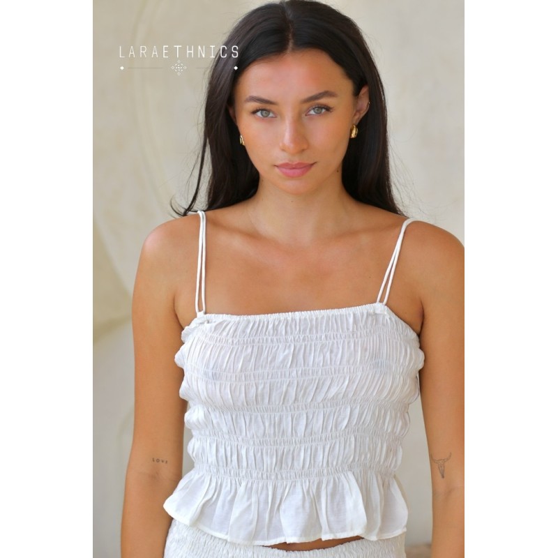 Crop top bustier ivoire femme Laraethnics