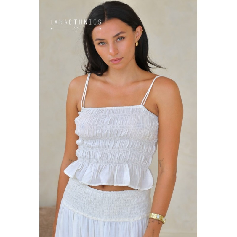Crop top bustier ivoire femme Laraethnics